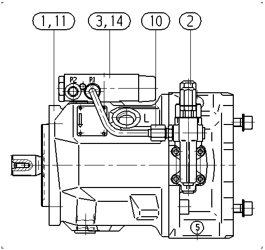A A10V O 45 DFSR/31R-PSC62K01 -SO888 — Rysunek