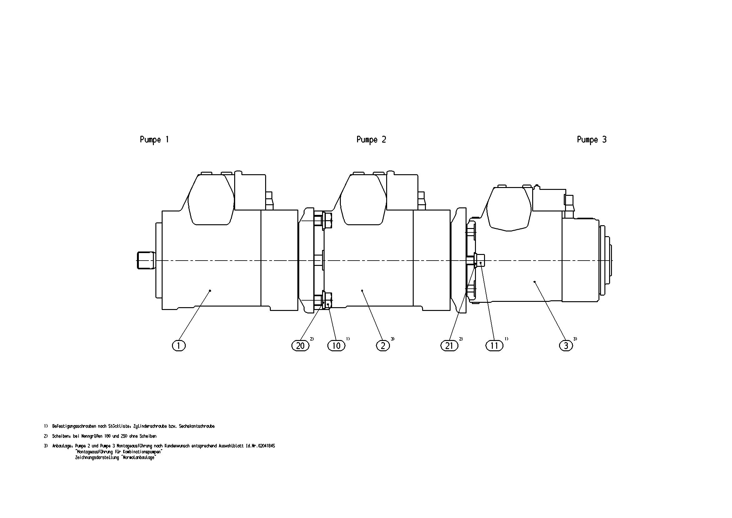 A4VG250HD1/32+A4VG180HD1+A4VG180HD1 — Rysunek