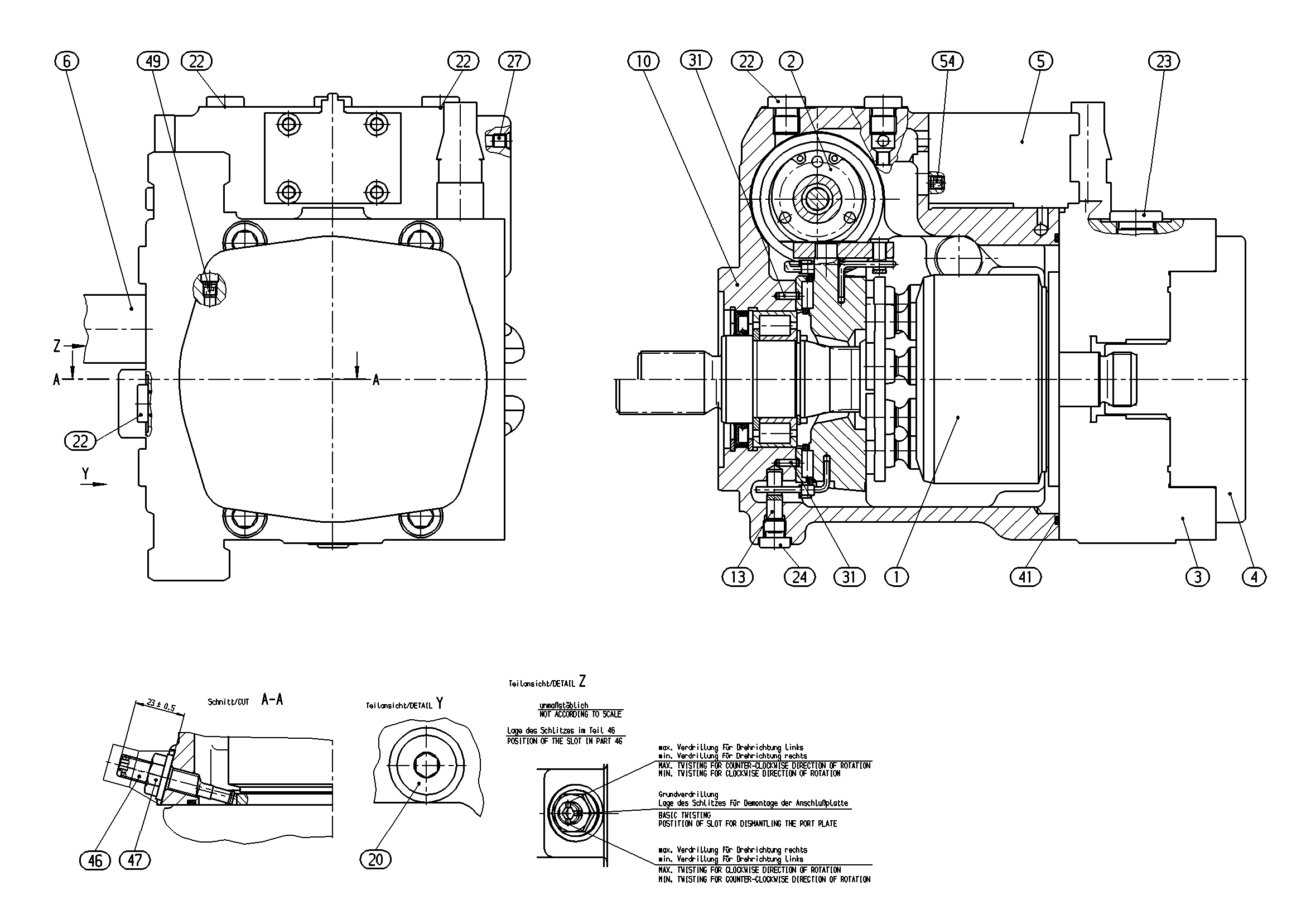 A10VG45DA1D7/10R-NSC10FXX3SQ-S — Rysunek