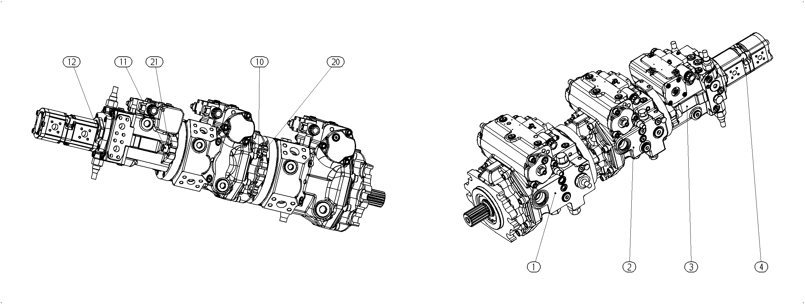 A4VG145EP2/40+A4VG085EP2/40+A10VG63EP4-K — Rysunek