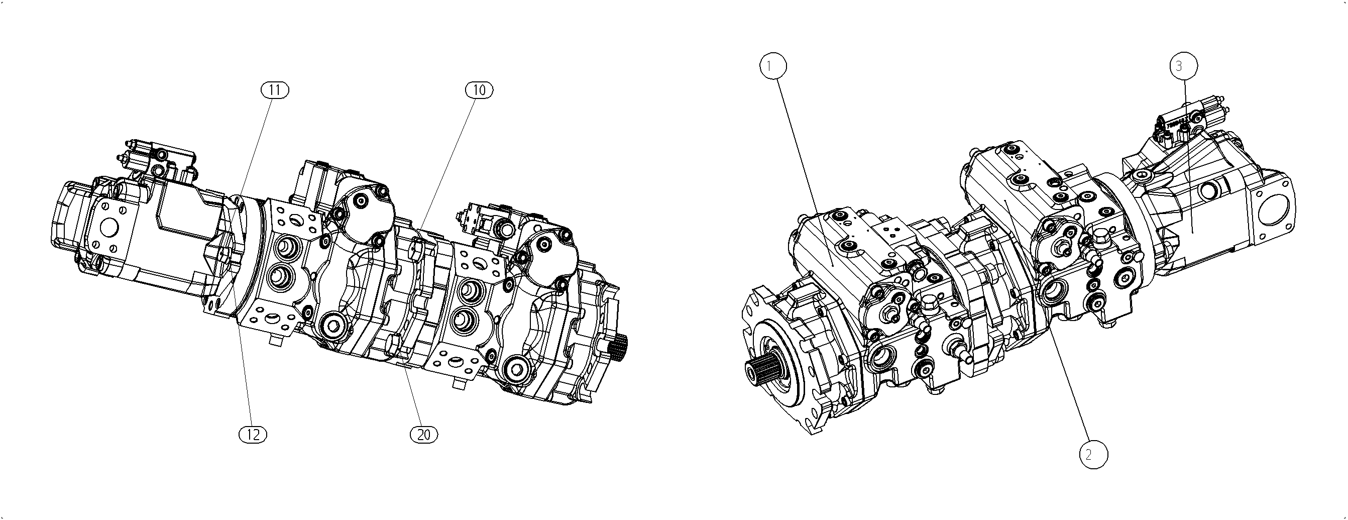 A4VG110DA1/40+A4VG110HT1/40+A10VO85DFR1 — Rysunek